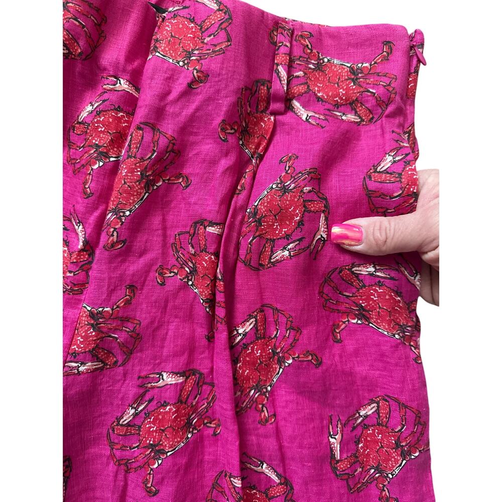 J. Crew Ratti King Crab Linen Wide Leg High Rise Pants Pink Size 8 - Picture 6 of 11